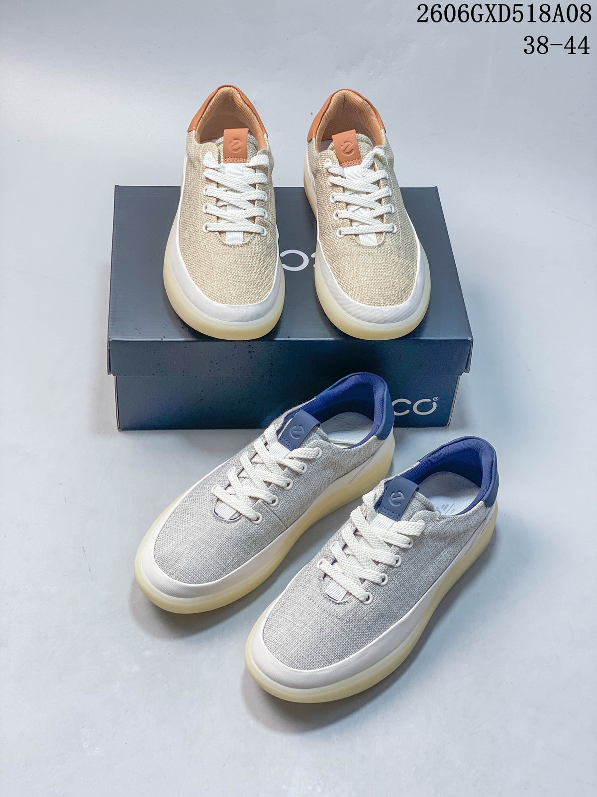 ECCO Casual Lace-Up Sneakers, Beige and Gray, 2606GXD518A08