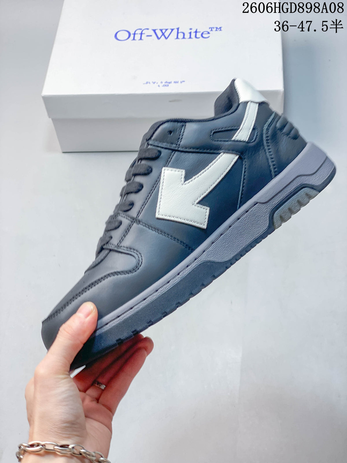Off-White Low-Top Lace-Up Sneakers in Charcoal and White