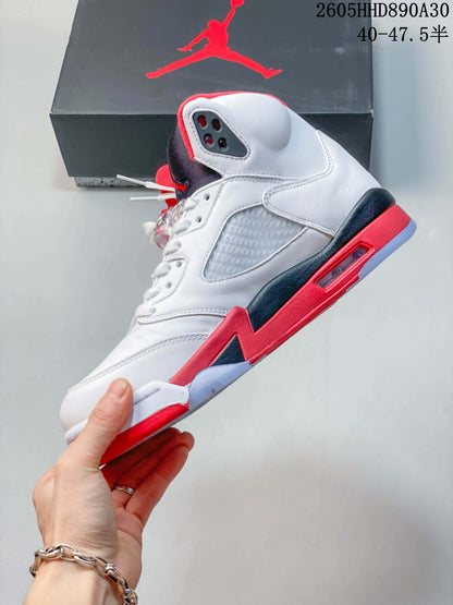 Jordan Air Jordan 5 Retro High White Red Basketball Sneakers