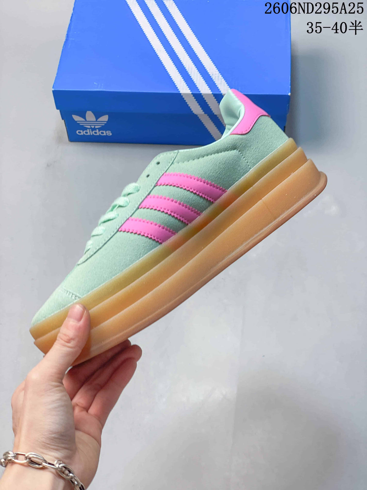 Adidas Originals Gazelle Bold W Platform Sneakers Mint Pink