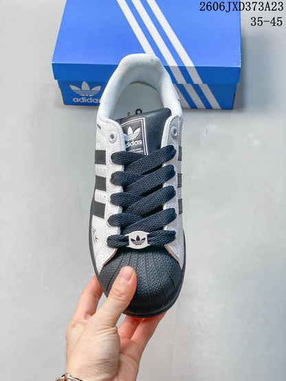 Adidas Originals Superstar Low-Top Sneakers, White and Dark Gray