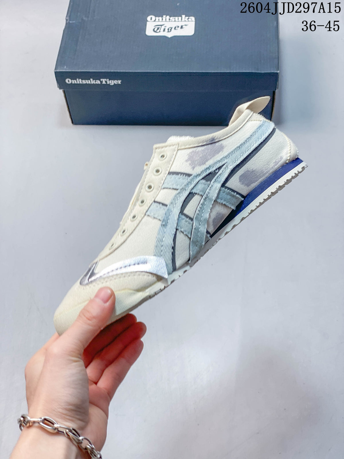Onitsuka Tiger Mexico 66 Slip-On Sneakers, Cream and Blue