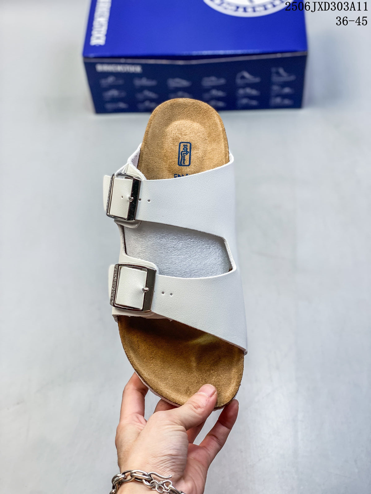 Birkenstock Arizona Two-Strap Slide Sandals in White