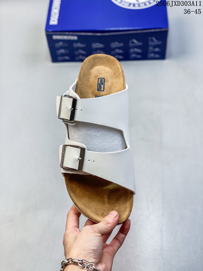 Birkenstock Arizona Two-Strap Slide Sandals in White