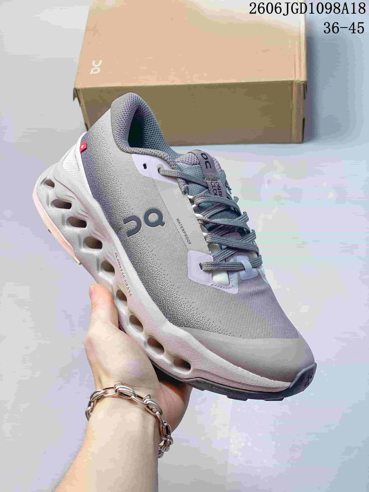On Cloudmonster 3 Running Sneakers, Gray and Pink