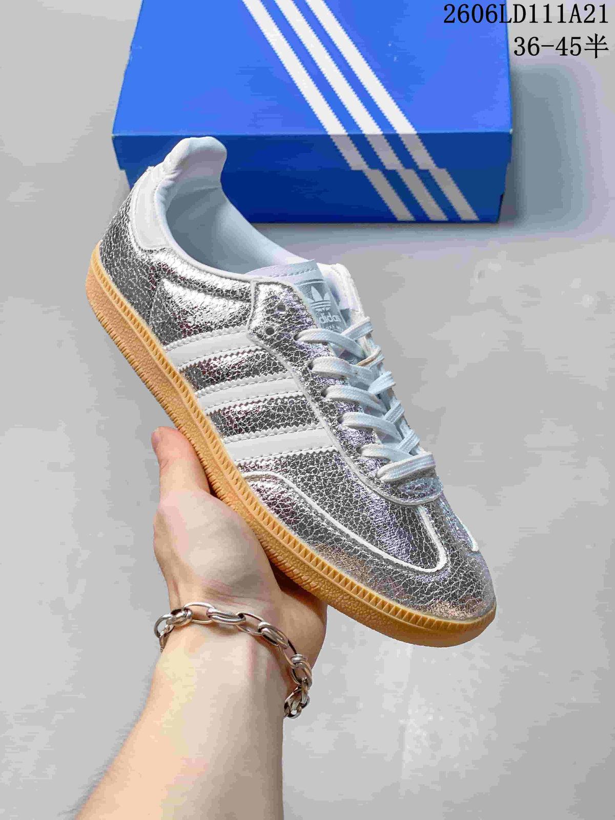 adidas Samba OG Silver Metallic Low-Top Sneakers KJ6590