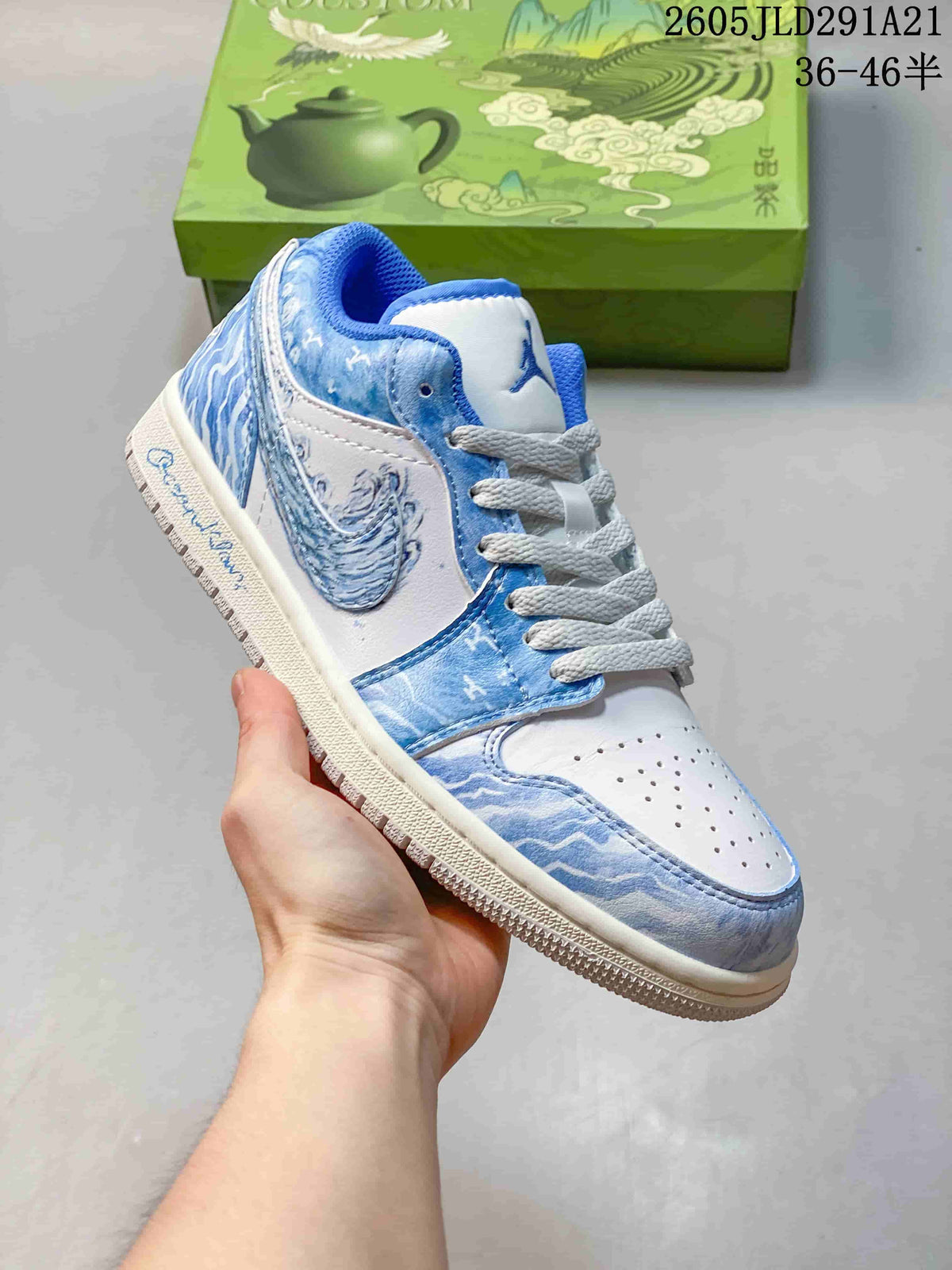 Jordan Air Jordan 1 Low Blue and White Sneakers