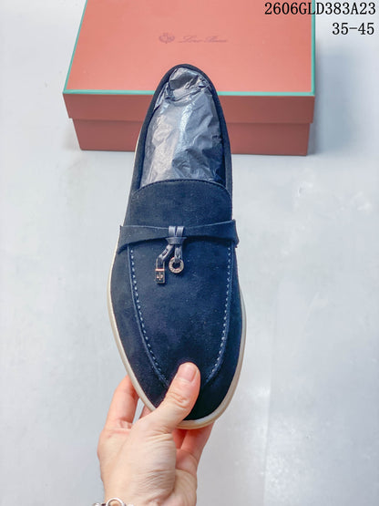 Loro Piana Lock Loafers, Navy, 2606GLD383A23