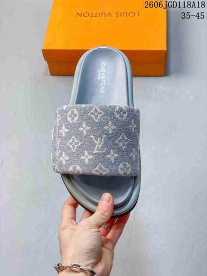 Louis Vuitton Pool Pillow Comfort Monogram Denim Slide Sandals