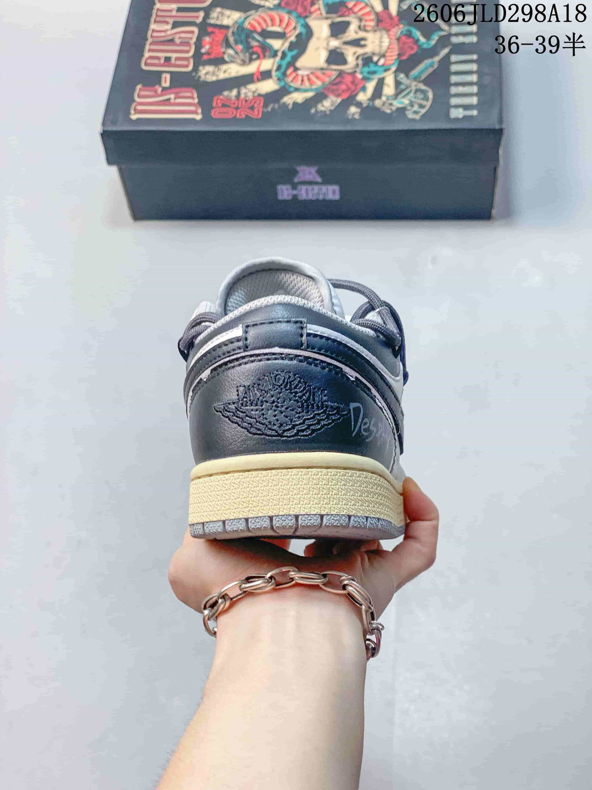 Jordan Air Jordan 1 Low Strap Sneakers in Gray and White