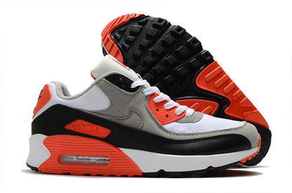 Nike Air Max 90 White Black Grey and Orange Sneakers