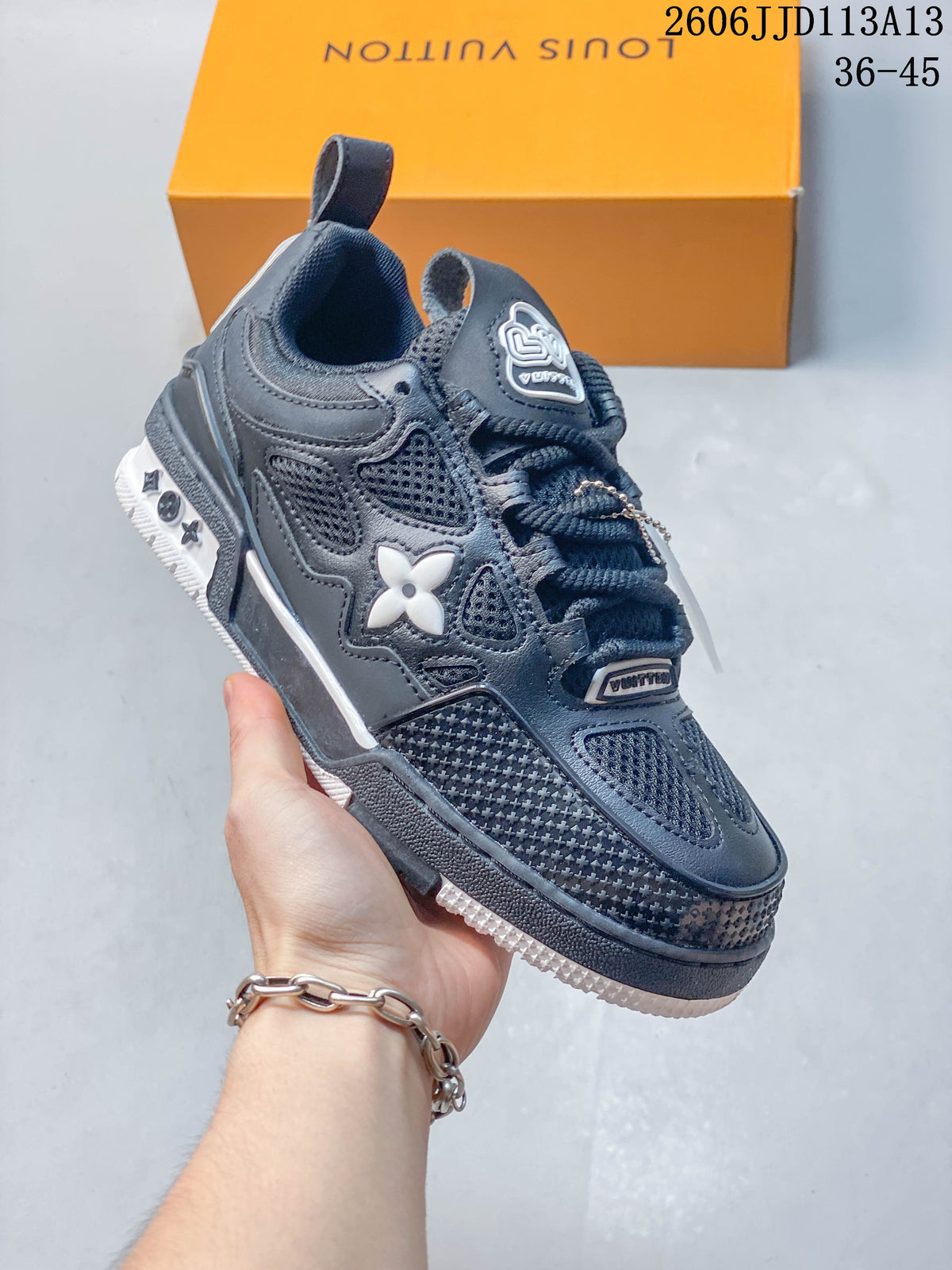 Louis Vuitton LV Trainer Low-Top Sneakers, Navy and White
