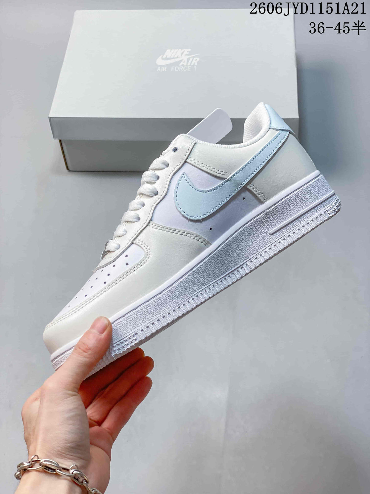 Nike Air Force 1 Low White and Light Gray Sneakers