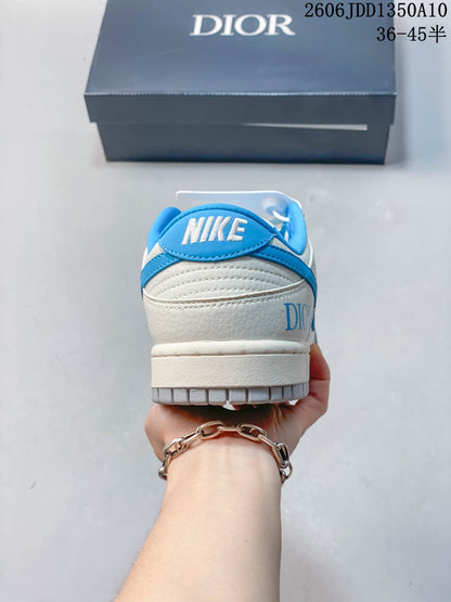 Nike SB Dunk Low White Blue Elephant Print Sneakers