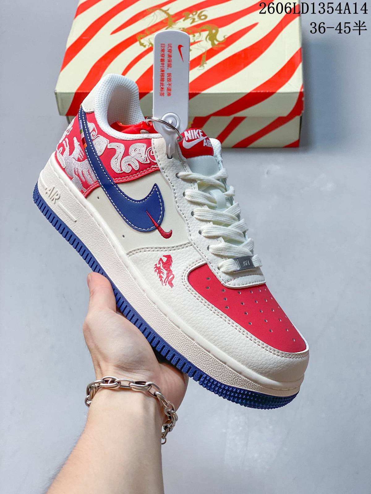 Nike Air Force 1 Low Custom Red and Blue Sneakers