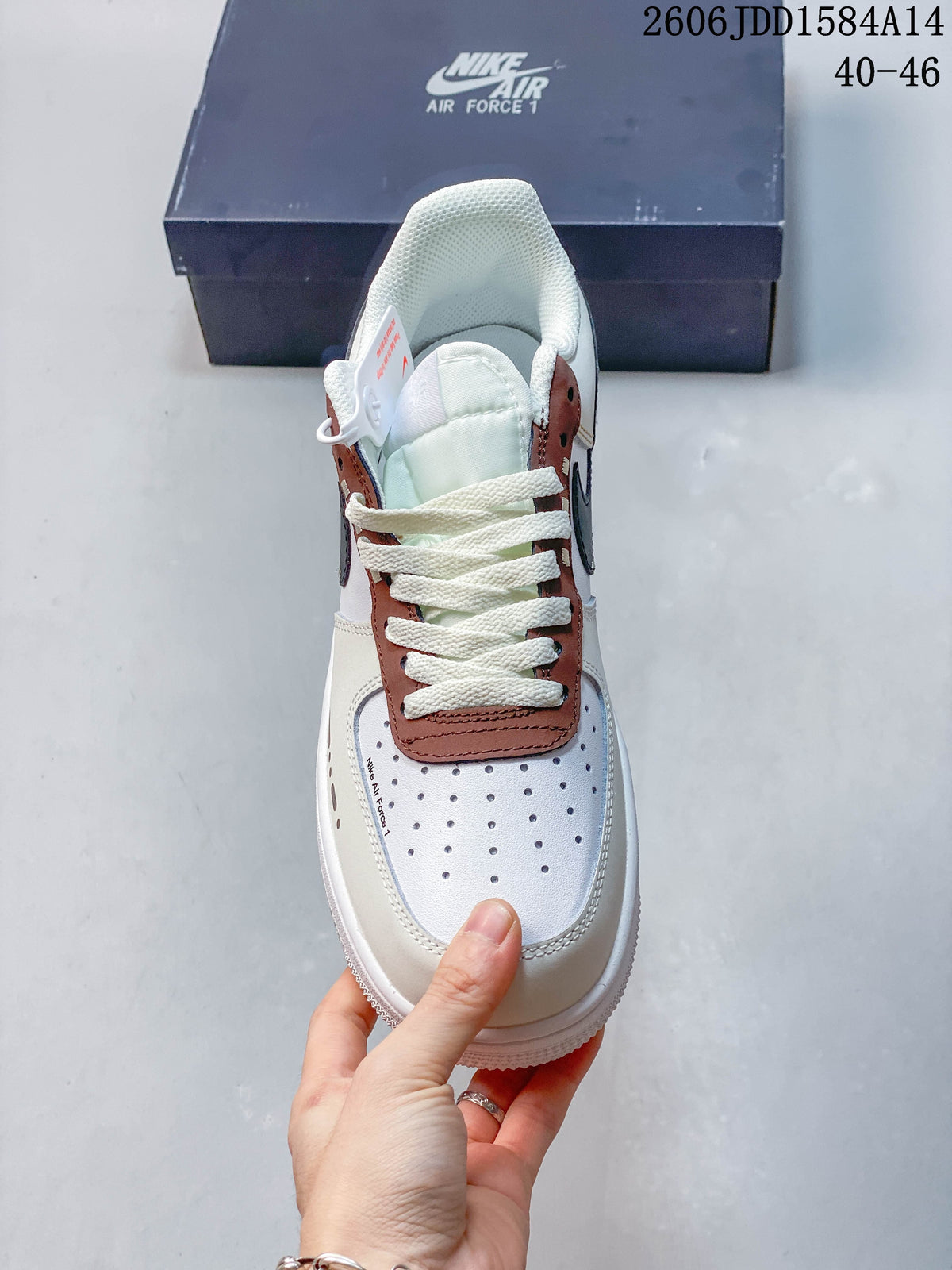 Nike Air Force 1 Low White Brown Sneakers