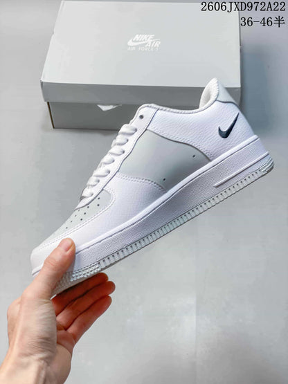Nike Air Force 1 ’07 Low White Sneakers with Dark Swoosh