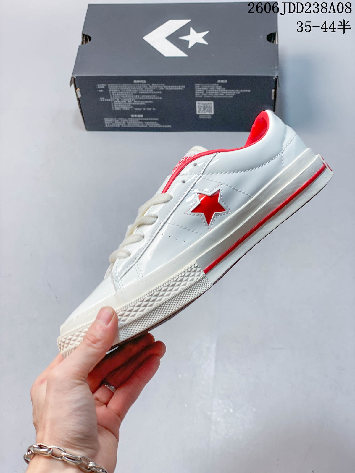 Converse One Star Low-Top Sneakers in White and Red