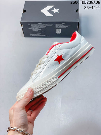 Converse One Star Low-Top Sneakers in White and Red