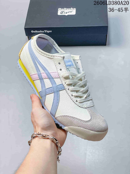 Onitsuka Tiger Mexico 66 Lace-Up Sneakers in White and Pastel