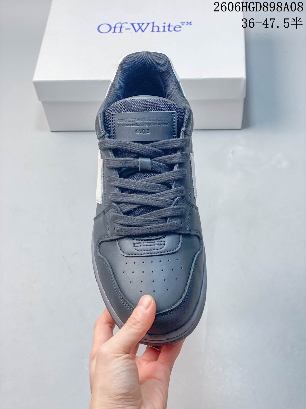 Off-White Low-Top Lace-Up Sneakers in Charcoal and White