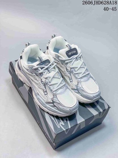 Off-White Be Right Back Low-Top Sneakers, White and Silver