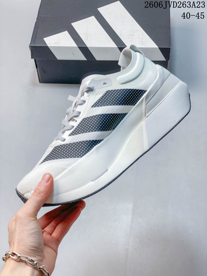Adidas Adizero Dropset Elite Running Shoes, White/Black