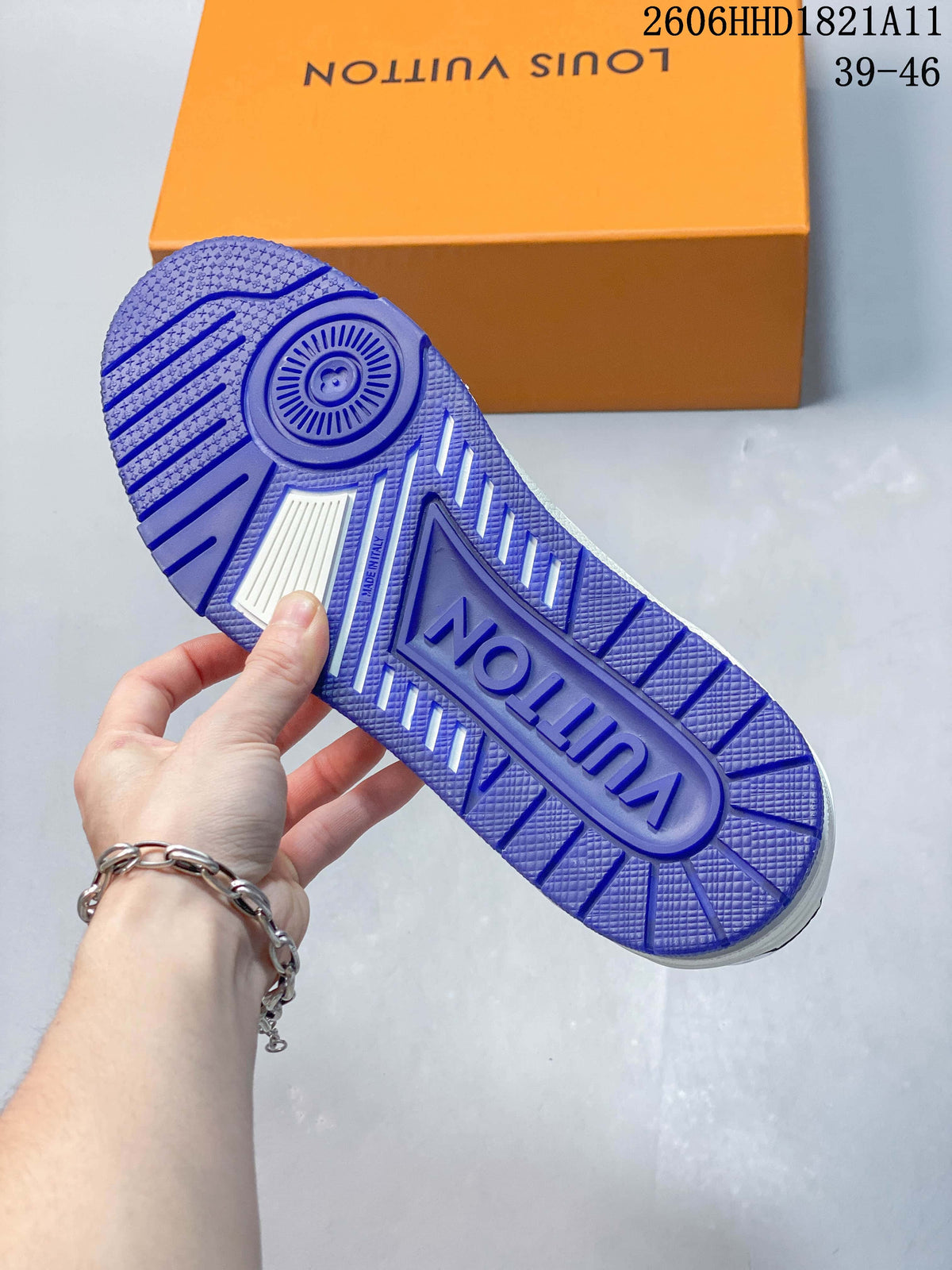 Louis Vuitton LV Trainer Sneakers in White and Blue