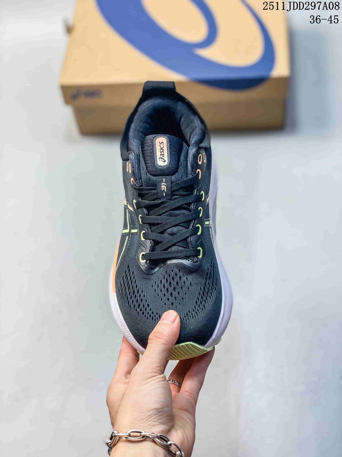 ASICS GEL-KAYANO Running Shoes, Black and Lime