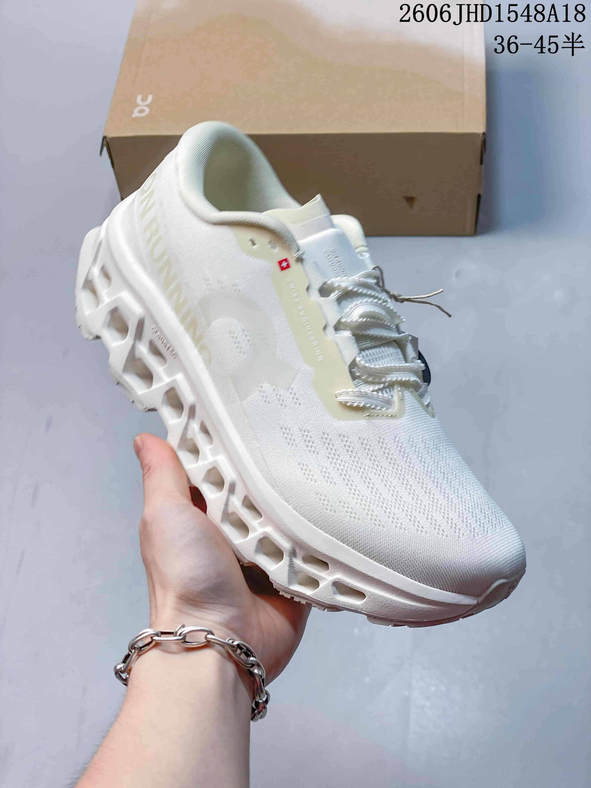 On Cloudmonster White Running Sneakers 611280ASRRY