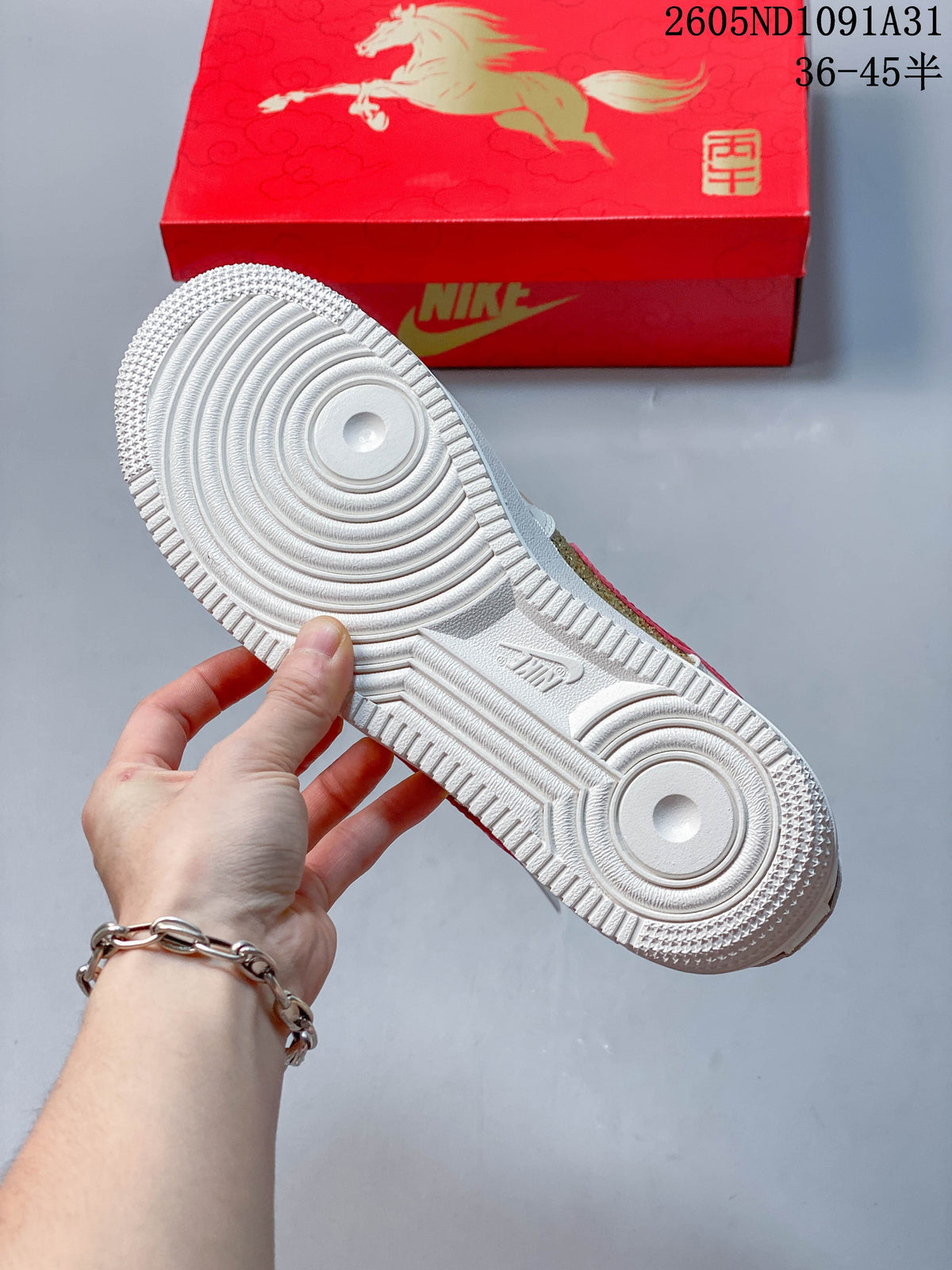 Nike Air Force 1 '07 Low Sneakers, White, Red and Gold