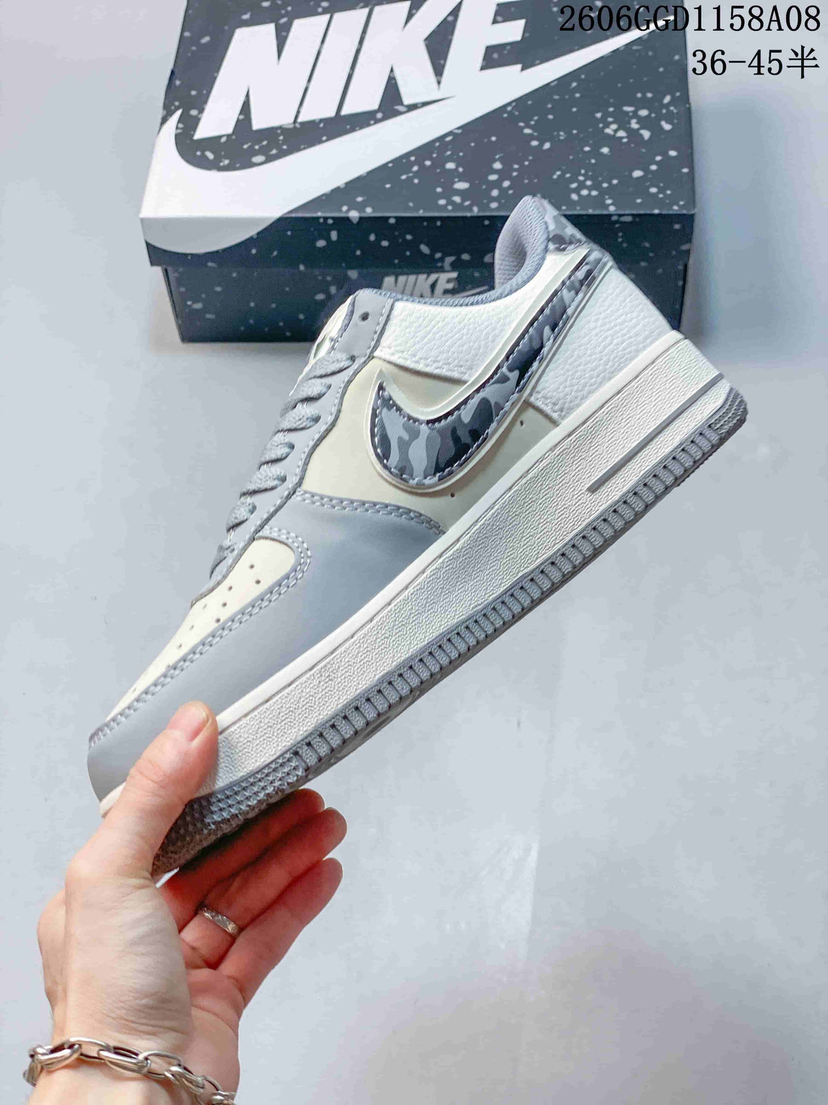 Nike Air Force 1 Low Sneakers in Cream and Gray