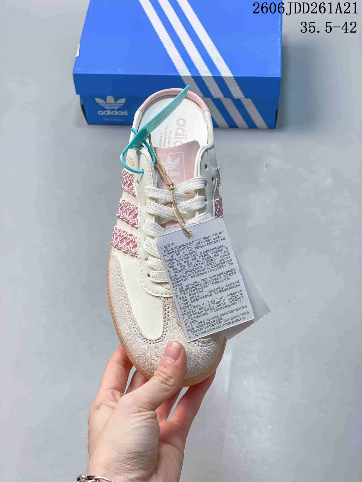 adidas Samba Mule Sneakers in Cream and Pink