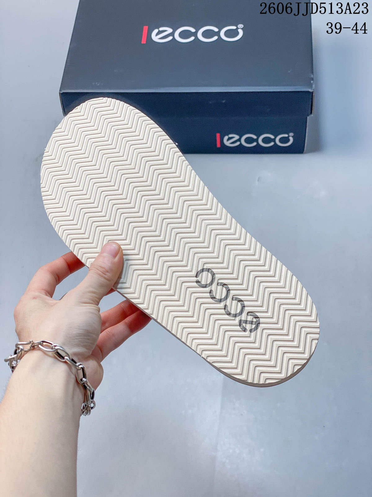 ECCO Two-Strap Slide Sandals in Slate Blue