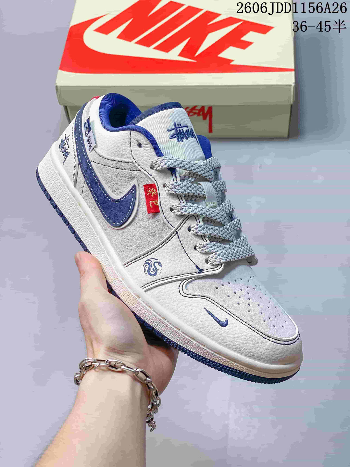 Jordan Air Jordan 1 Low White and Blue Sneakers