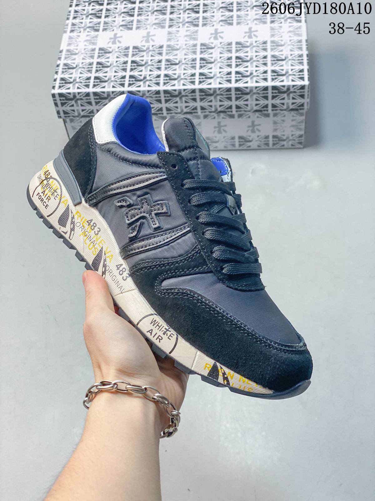 Premiata Drake Low-Top Trainers in Navy and Gray