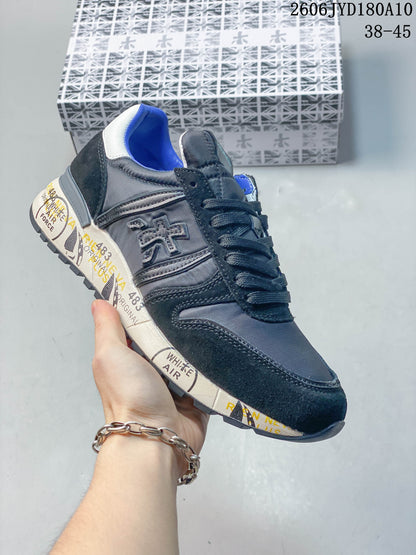 Premiata Drake Low-Top Trainers in Navy and Gray
