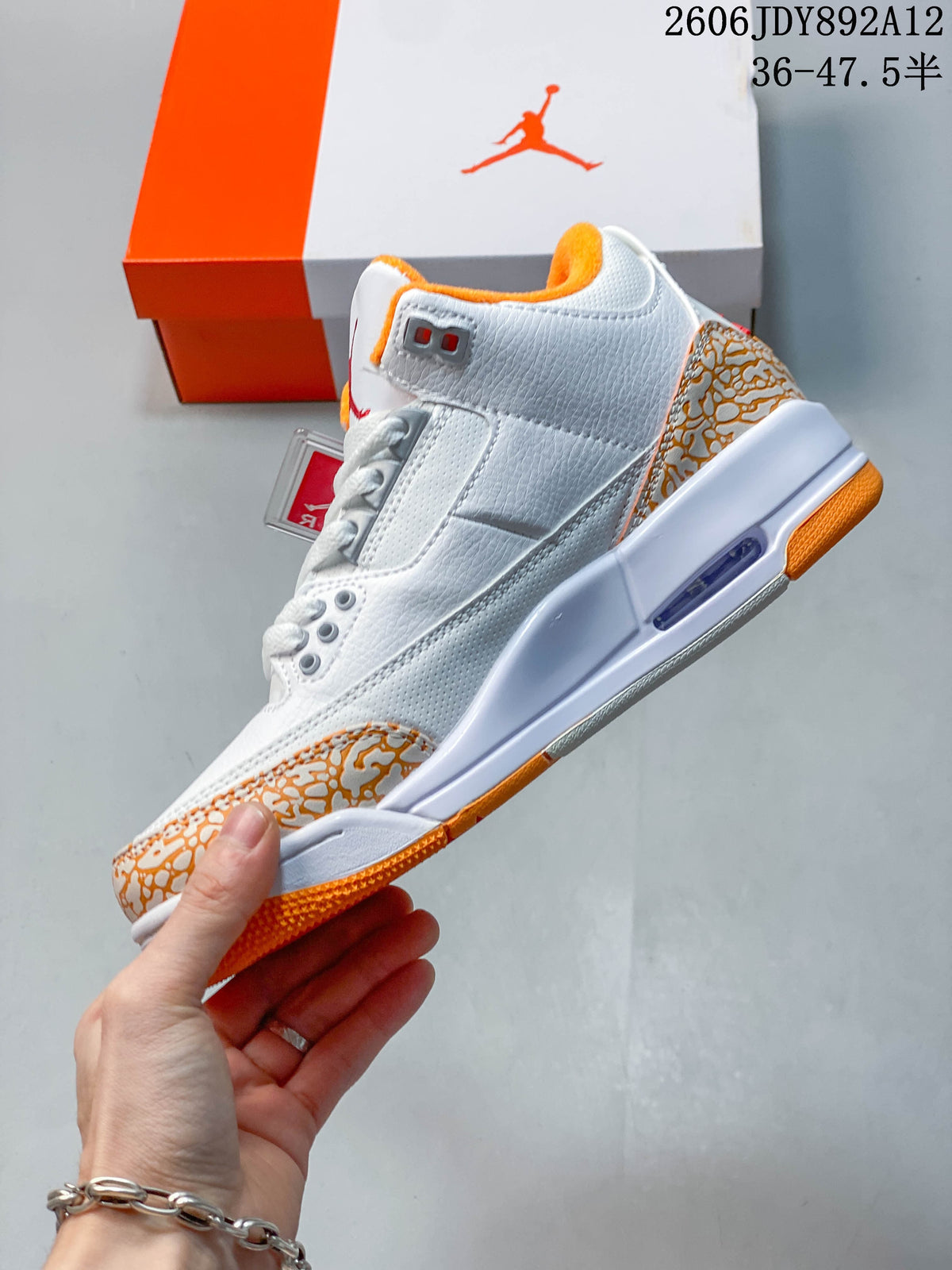 Jordan Air Jordan 3 Retro White and Orange Peel Sneakers