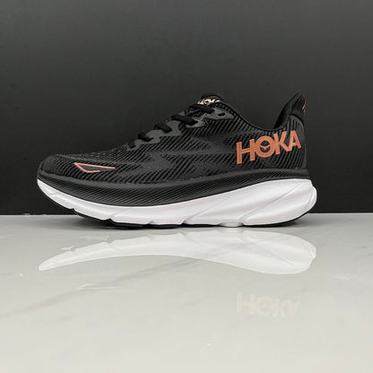 HOKA Clifton 9 Black and Gold Running Shoes