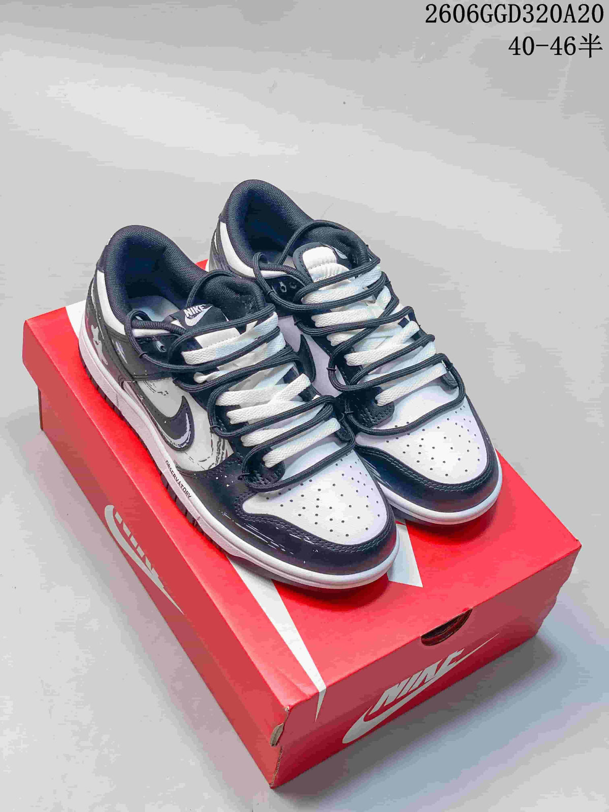 Nike Dunk Low Retro DIY Custom Sneakers, Black and White