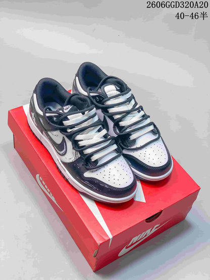 Nike Dunk Low Retro DIY Custom Sneakers, Black and White