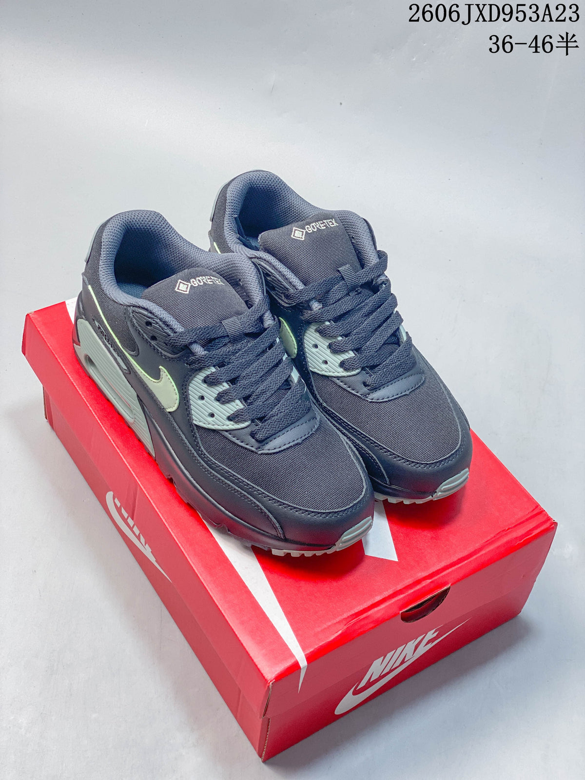 Nike Air Max 90 Low-Top Sneakers in Charcoal and Mint