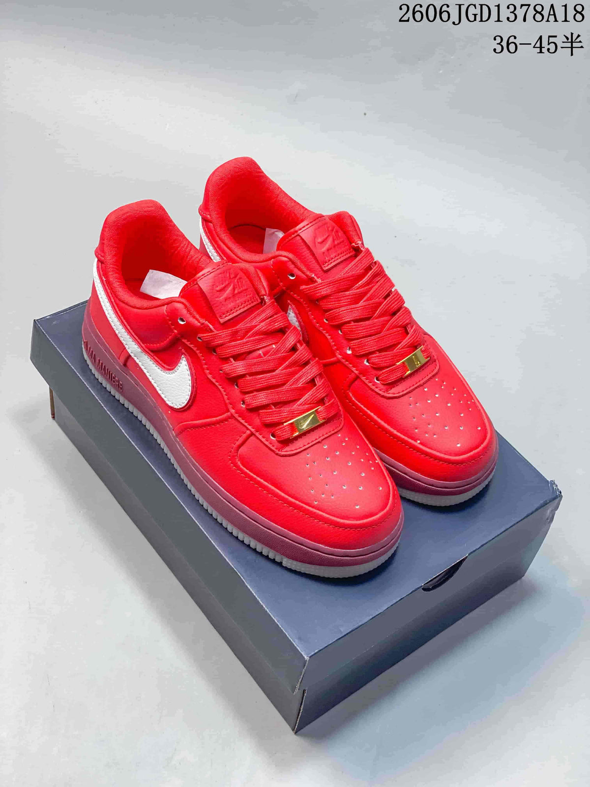 Nike Air Force 1 Low Red Sneakers with White Swoosh