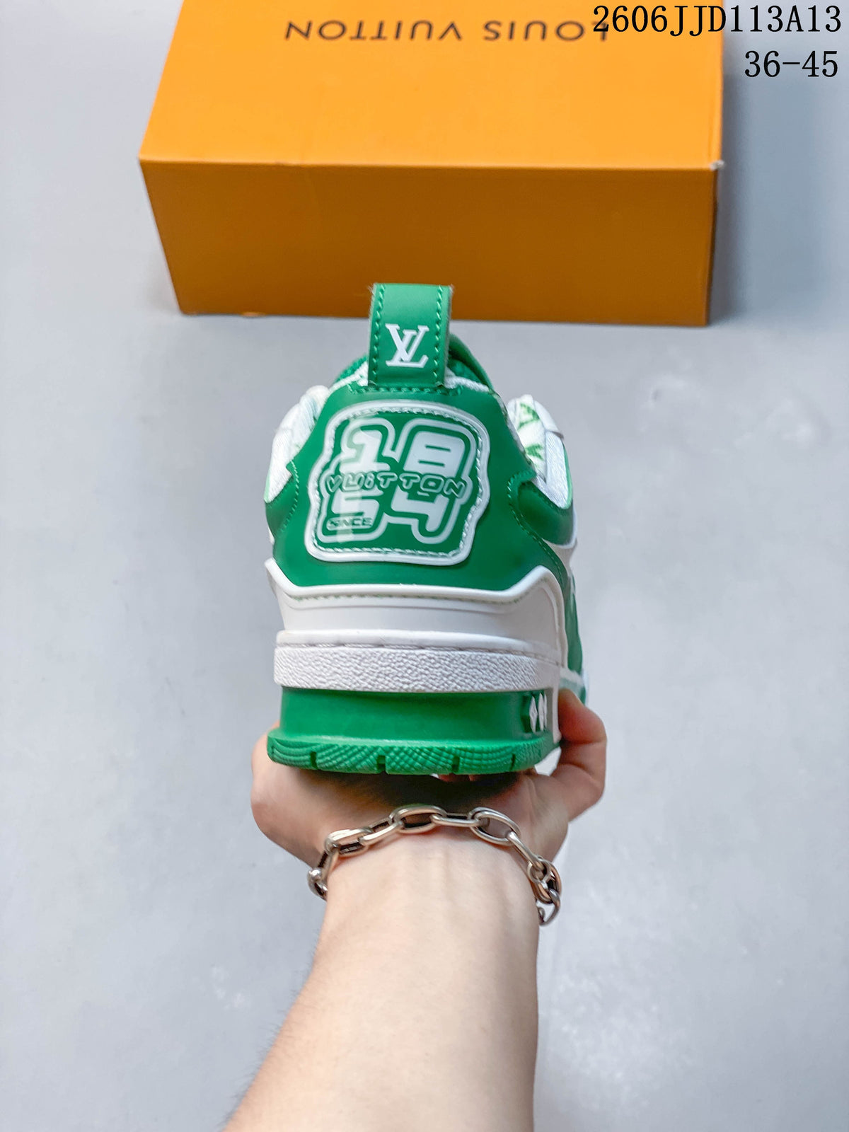 Louis Vuitton LV Trainer-Style Sneakers in Green and White