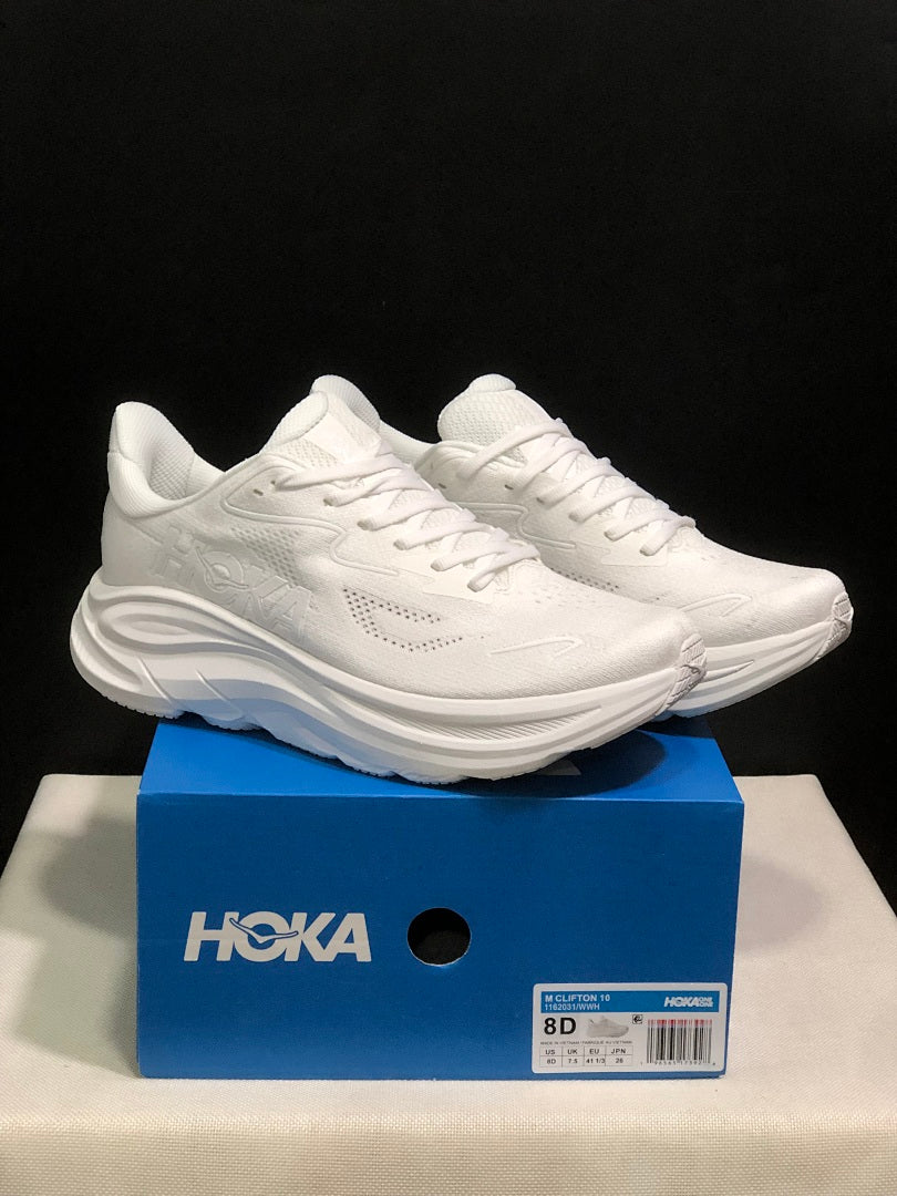 HOKA Clifton 10 White Running Shoes