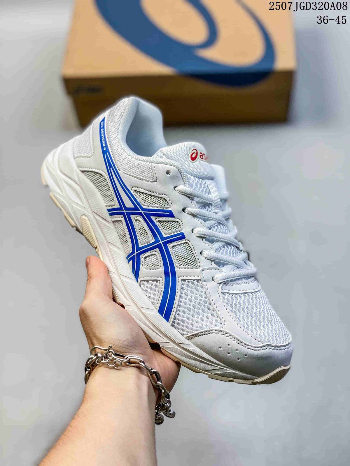 ASICS Gel-Contend 4 White and Blue Running Shoes