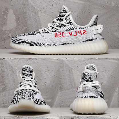 Yeezy 350 V2 Black and White Knit Sneakers