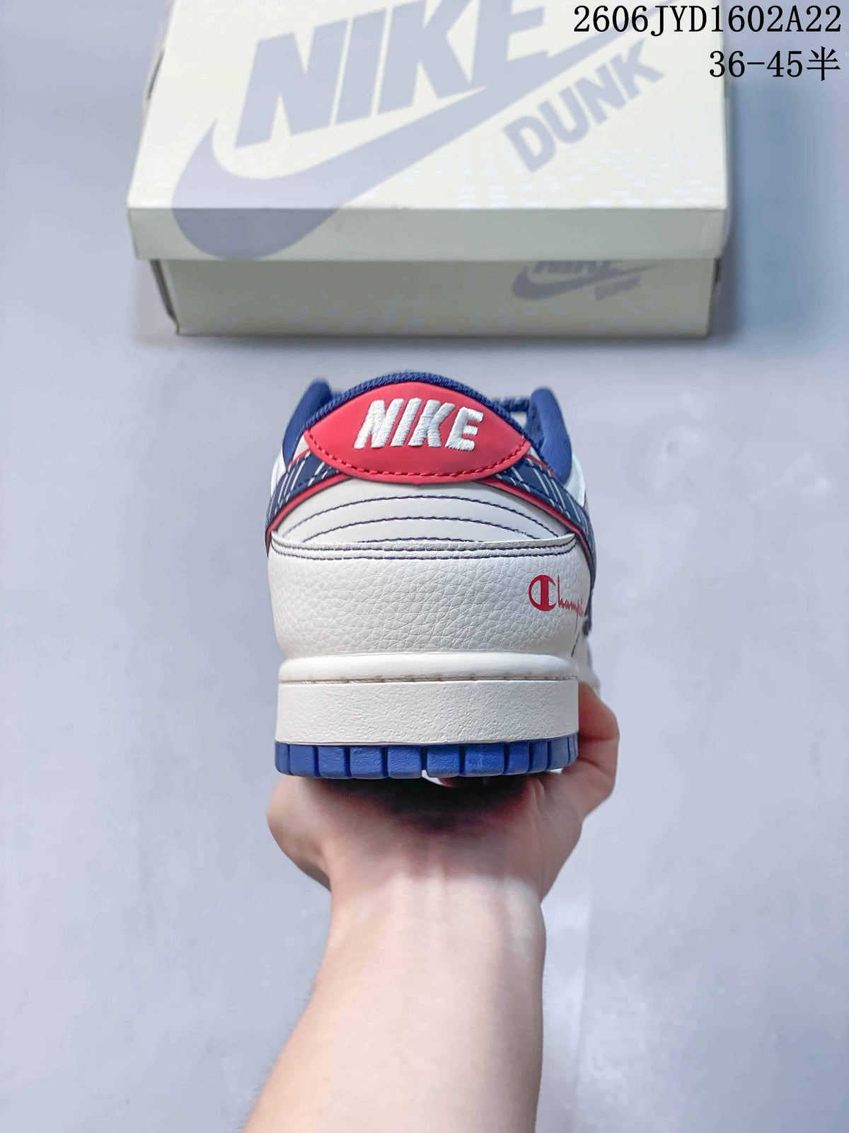 Nike SB Dunk Low Champion Stripe White Blue Red Sneakers