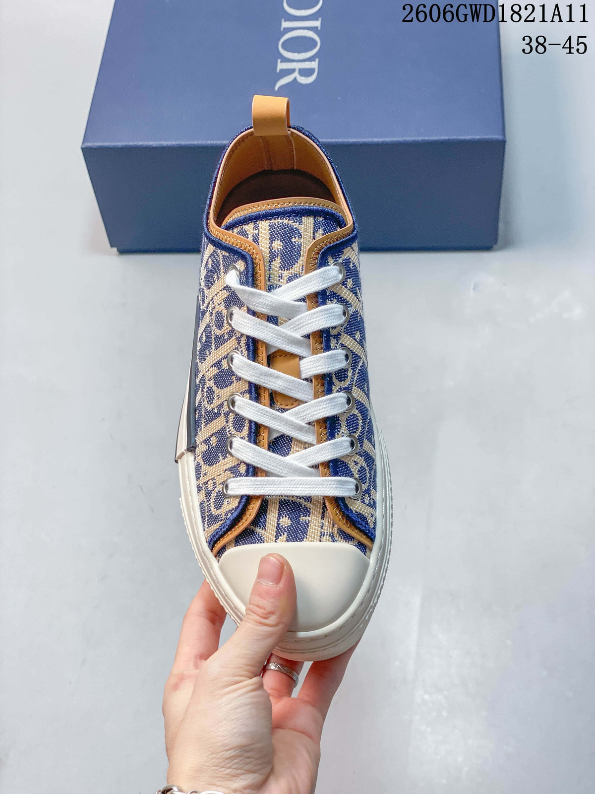 Dior B23 Low-Top Sneakers in Blue and Beige