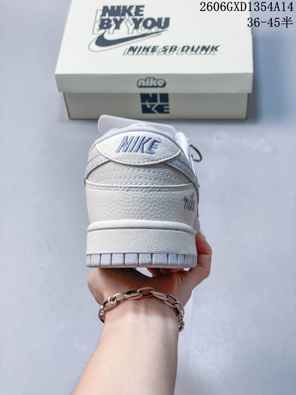 Nike Dunk Low DIY Custom Sneakers in White and Gray